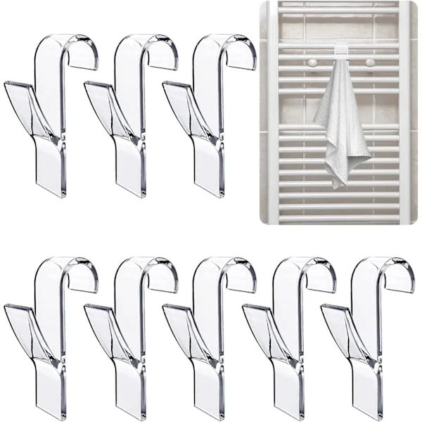 8 st (transparent) Radiator Handdukstork Hängare, Handdukstork Hängare, Badrum Handduk Hängare, Badrum Radiator Hängare, Handduksställ, Badrumskontor 