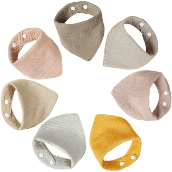 7-delt pakke baby smekker siklesmekker med 2 justerbare knapper unisex trekantsmekker myk svært absorberende pustende for nyfødte og 26*26*33 7