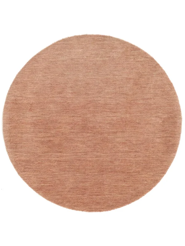 Wool Rug Plain (Single Colored) Handloom Pink Round Small
