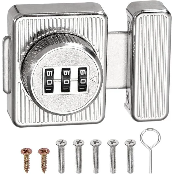 Combination Lock for Cabinets, 2-inch 3-Digit Keyless Metal Lock for Kitchen Cabinets, Lockers, and Sideboards, Silver