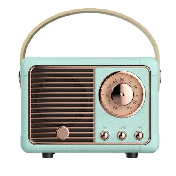 Vintage langattomat Bluetooth-kaiuttimet FM-radiolla, suuri äänenvoimakkuus, Bluetooth 5.0, TF-kortti, sininen[C]