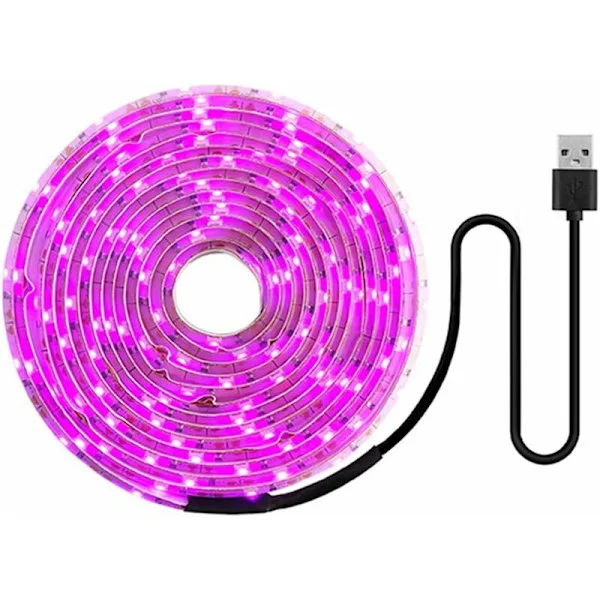 LED-kasvilamppu 5V, LED-puutarhanhoito kukintalamppu, Kasvilamppu kasveille täyden spektrin 2835 SMD USB:llä, Sisäkasvien kasvatusvalonauha (2