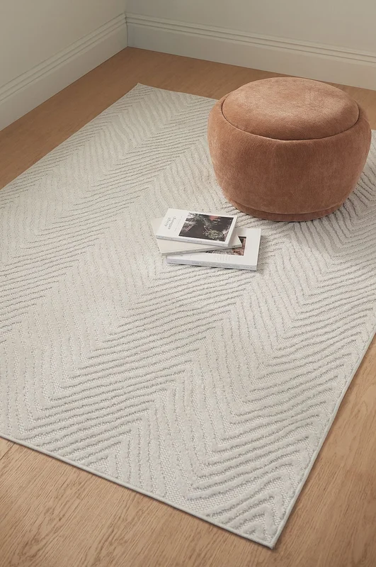 &Home - Teppe Daisy Zigzag - Hvit - Glattvevde tepper - 200X290 - Fra Homeroom