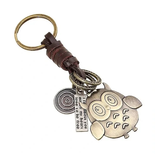 Dyreugle Nøkkelring Porte Clef Vintage Små Gaver til Barn og Kvinner Nøkkelringer i Skinn til Bilnøkler Vesker