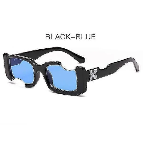 Hip-hop Firkant Solbriller Kvinner Menn Off Notch Hole Design Hvite Solbriller Blå Dame Vintage Shados Briller Uv Beskyttelse_LL_a05