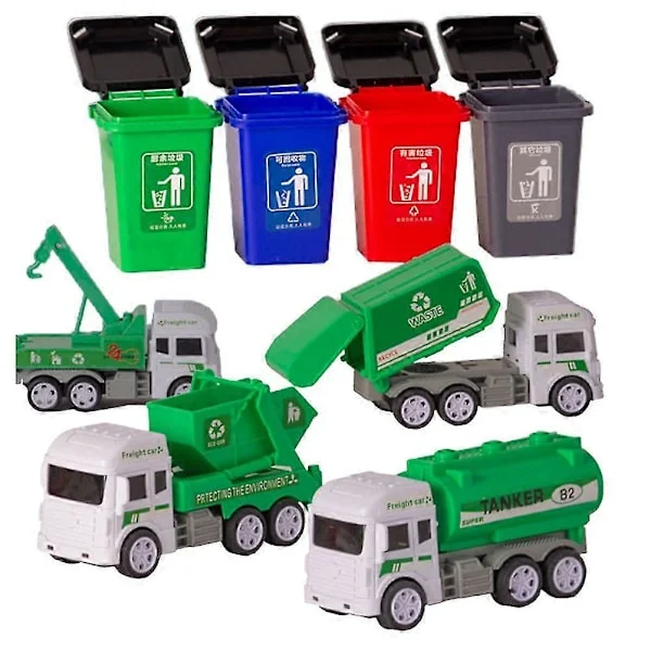 Sopbilsleksak Simulering Sanitet Sopbilar Modell Med Sopkärl Tröghetsdump Sopfordon Bil Utomhus Eller Inomhus