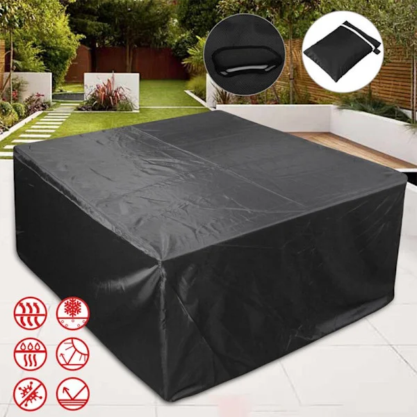 Trekk til hagemøbler, beskyttelsestrekk, beskyttelsestrekk for hagemøbler, vanntett, vanntett oxfordstoff (127x127x74cm) svart