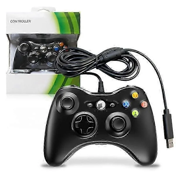 Xbox Handkontroll - Trådbunden 360-handkontroll med headsetuttag (Stöder Xbox360-konsol/PC - Svart)