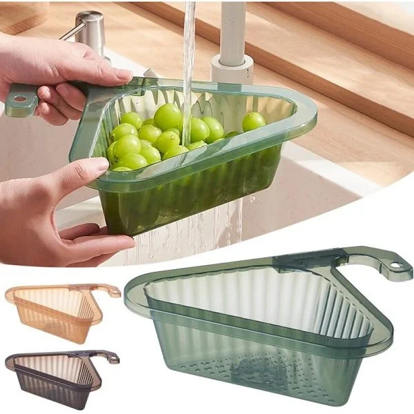 Kitchen Accessories Triangular Sink Drainer Leftover Strainer Sink Swan Drain Basket Fruit and Vegetable Drain Basket Sink Strainer 1 Piece (Green)