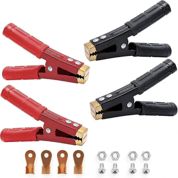 1000A Batteri Startkabler Klemmer, Kraftige Bilbatteri Klemmer Ren Kobber, Batteri Alligatorklemmer til Startkabler 4STK [DB]