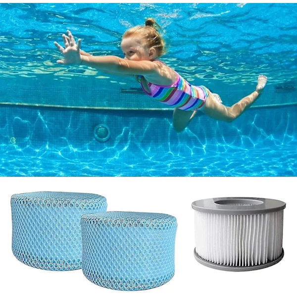 6 st filterpåsar för poolfilter, nätpåse för uppblåsbar poolfilter, spavagn