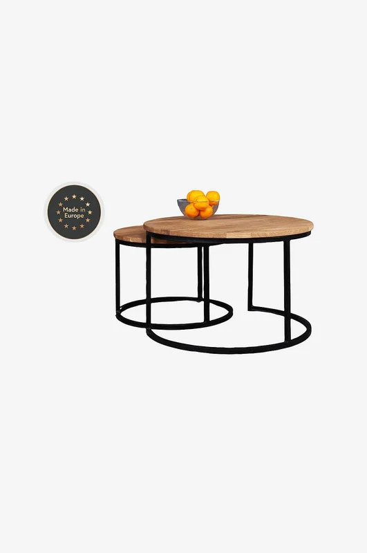 Wood Furniture - Rundt salongbord i eik 2 i 1, Mango 75cm - Brun - Sofabord - Fra Homeroom