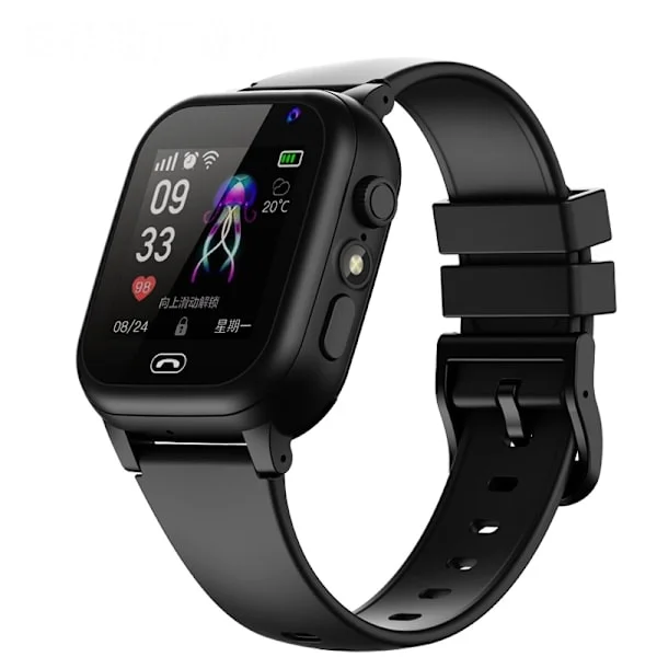 Nyt Smart Watch til Børn 4G SOS GPS Positionering Videoopkald SIM-kort til Børn Smartwatch Kamera Vandtæt Ur (FW) Sort