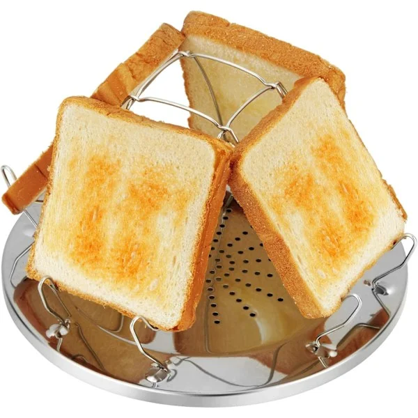 1 stk Camping Toaster for Gasskomfyrer, 4 Skive Brettbar Gass Toaster, Camping Tilbehør Mini Toaster for Gasskomfyrer, Utendørs