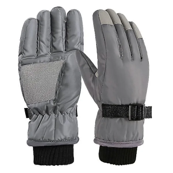 Kids Winter Gloves, Snow Ski Gloves, Youth Cold Weather Gloves for Skiing Gray