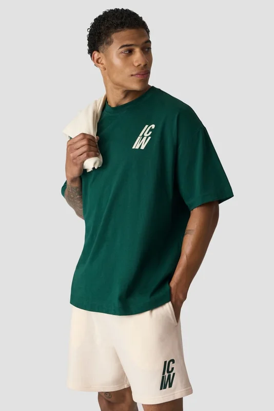 ICANIWILL - Everyday Oversized Cotton T-shirt Print Northern Green - Herr - Träningskläder från ICIW