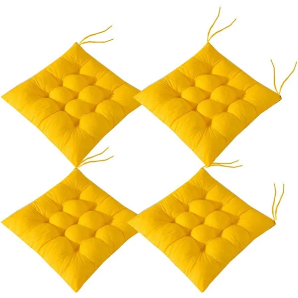 4 Store Siddehynder 40x40 Siddehynder Boligindretning Quiltet Madraskude Perfekt til Indendørs og Udendørs Brug (4 Gule)