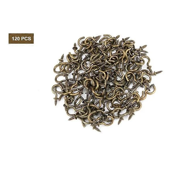 120 kappaletta 20,12 mm, ruuvikoukut, pieni ruuvikoukku 1/2 tuumaa, metallinen ruuvikoukku, kattokoukku, muovi- ja puupinnoille, kasvien ja taiteen 