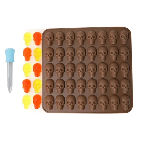 Silicone Mold for Skull-Shaped Candy, Brown
