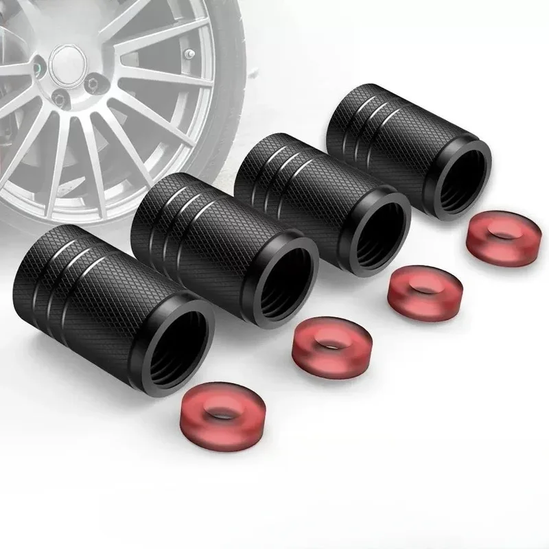 AliExpress - 4 Stücke Schwarz Silber Auto Reifen Ventil Vorbauten Kappe Rändelung Stil Reifen Ventilkappe Aluminium Reifen Rad Vorbau Luftventilkappe 