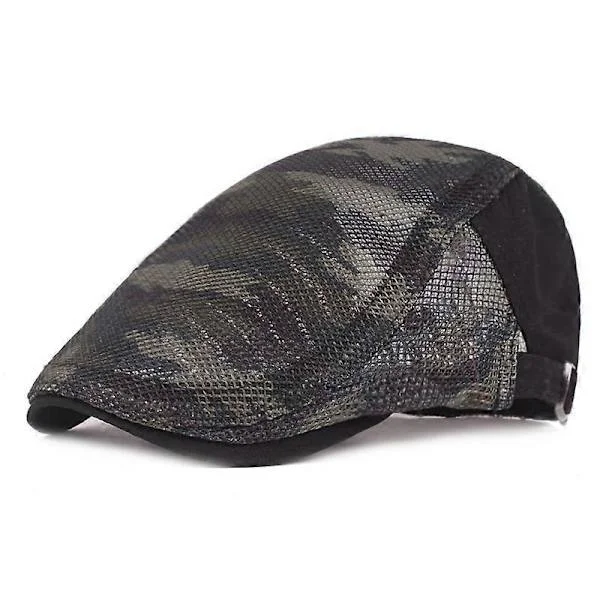 MIMIGO Herr Kamouflage Basker Herr Andningsbar Mesh Sommarhatt Platta Keps Basker Ivy Gatsby Newsboy Kepsar