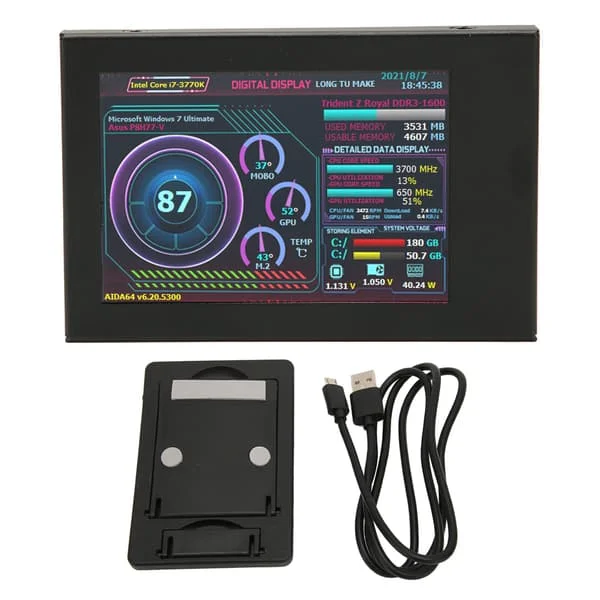 3,5 tommers dataskjerm for datamaskintemperatur, IPS USB mini-skjerm, AIDA64 PC CPU RAM dataovervåking, PC-sensorpanel, dynamisk skjerm