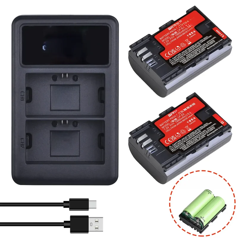 AliExpress - Batmax Japan Panasonic Zelle LP-E6 LP-E6N Akku + LED Dual USB Ladegerät für Canon EOS 6D 7D 5DS 5DSR 5D Mark II 5D 60D 70D