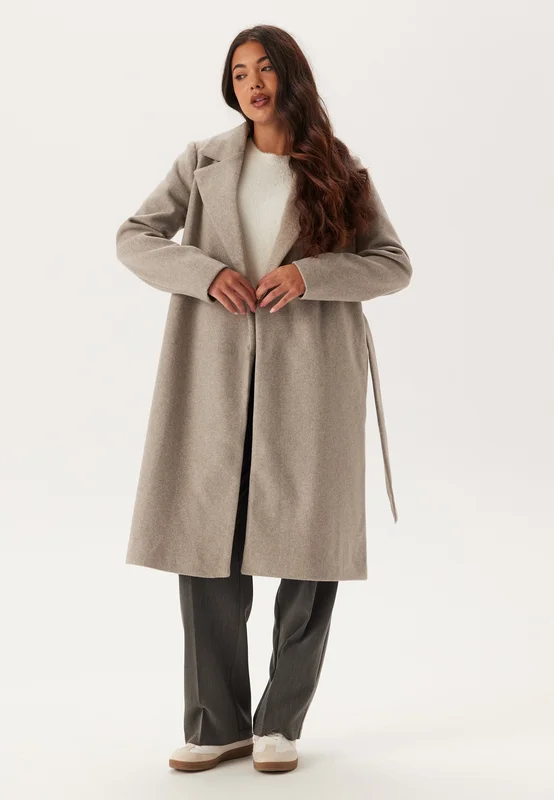 ONLY-Onlalvilda Life Wrap Coat Otw-Simply Taupe Detail:MELANGE-XS