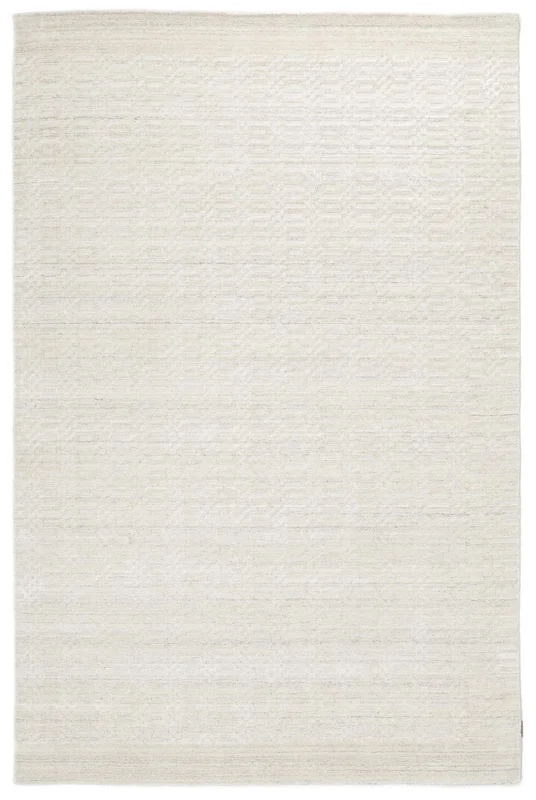 Plain (Single Colored) Mosaic Border Cream White Rug