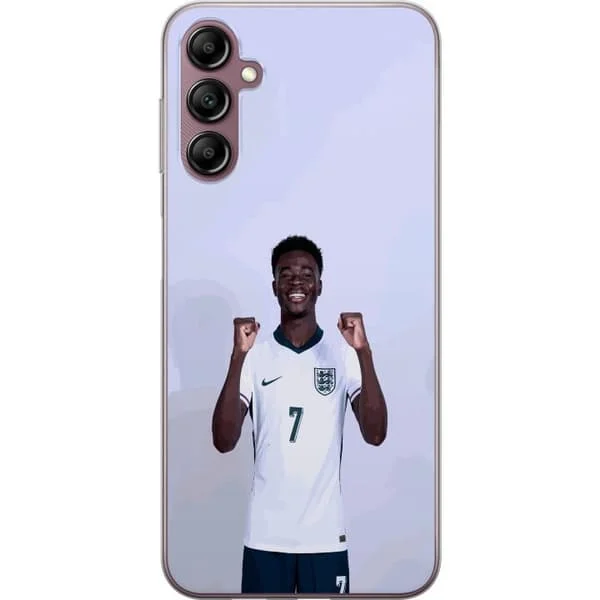 Kompatibelt Mobilskal till Samsung Galaxy A14 5G Bukayo Saka i Englands landslagströja med segergest och stilrent sportporträtt