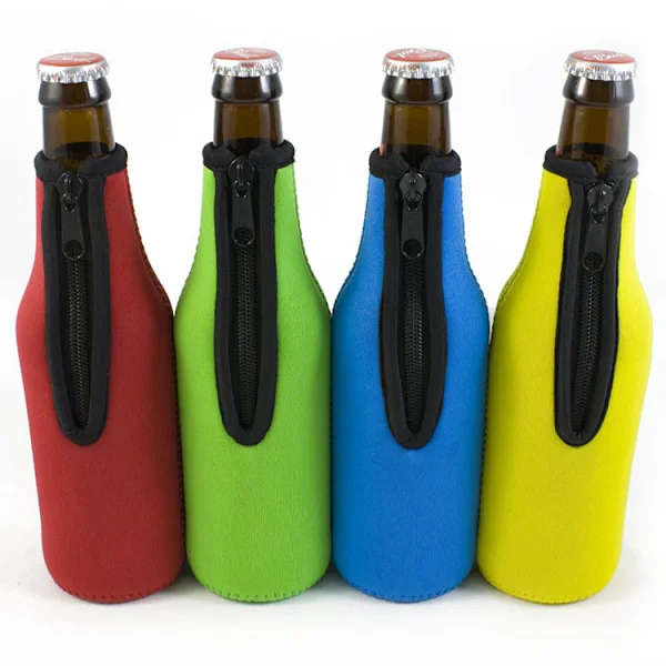 4 stk. Standard 330 ml Ølflaske Isolering med Lynlås Standard Dåse Isolering Neopren Dåse Isolering