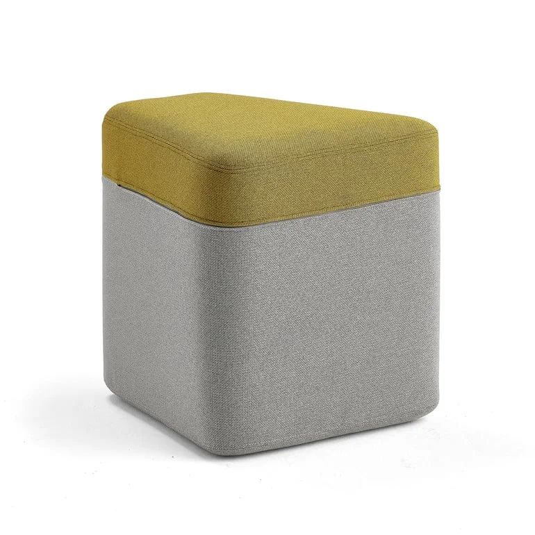 Pouffe POINT, light grey, yellow