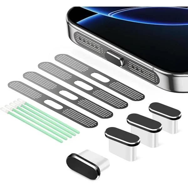 USB C -pölysuoja 4 kpl USB C -portin suojus Type C -latausportin pölysuoja kaiuttimen pölysuojalla puhelintarvikkeet iPhonelle
