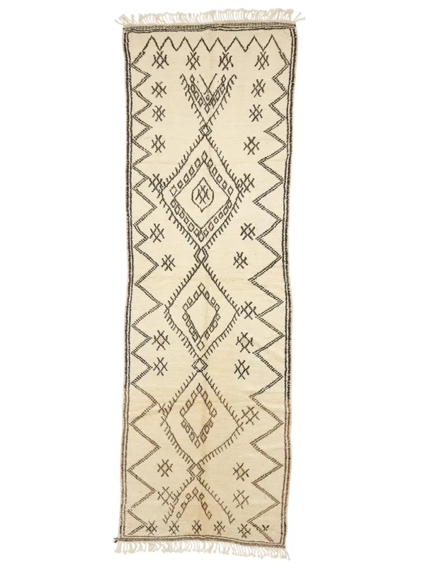 Berber Moroccan - Beni Ourain Hand Knotted 124X394 Runner Rug Orange/Brown