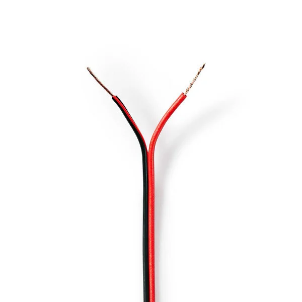 Højtaler Kabel | 2x 0.50 mm² | CCA | 100.0 m | Runde | PVC | Rød / Sort | Folie