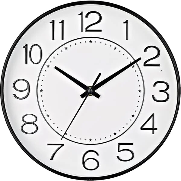Wall Clock 30 cm Silent Non-Ticking Clock Round Wall Decor, Wall Clocks for Living Room Kitchen Office (Black)