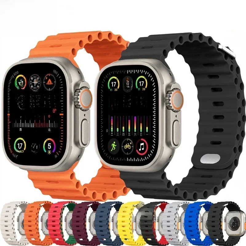 AliExpress - Ozeanarmband für Apple Watch Ultra 2 Band 49 mm 9 8 7 45 mm 41 mm Silikonarmband Armband iWatch 6 5 4 3 SE 44 mm 40 mm 42 mm Band