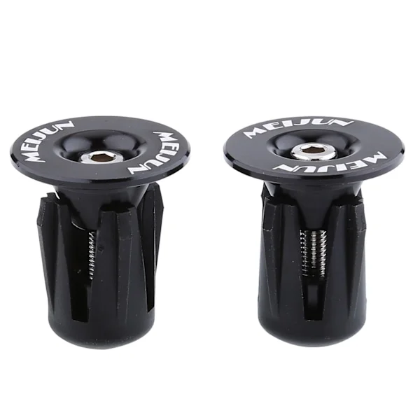 2 stk. Fargerike Aluminium Sykkel Styrestang Bar Grep Endepropper Hetter (Svart)