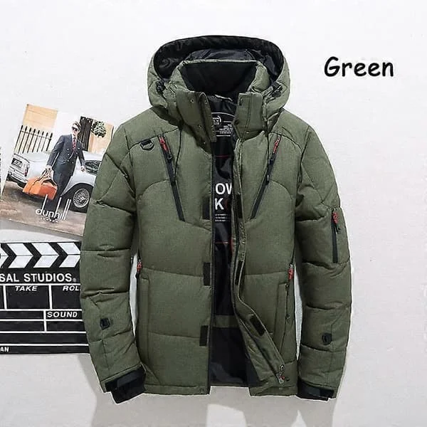 【BQ】-30°C Winter Men Duck Thick Down Jacket Men Snow Parkas Coat Man Warm Winter Down Jacket Outerwear green