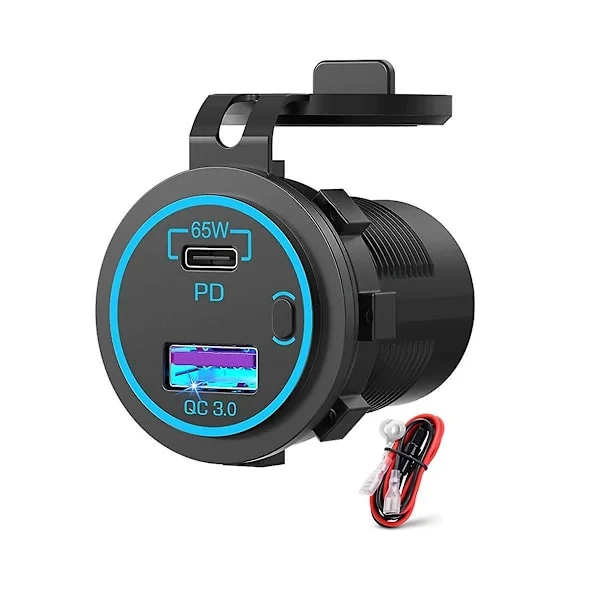 65w Pd 12v Usb-stikkontakt til bærbar computer Usb C billader-stikkontakt Multiport-stikkontakt Vandtæt adapter til
