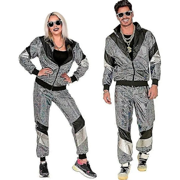 Par Dam Dam 80-tals 90-tals Träningsdräkt Kostym Skaloverall Retro Outfit