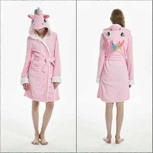 Herr Flanellrock Badrock Pyjamas Cosplay Vinter Varm Sömlös Tecknad Par Sovkläder Rosa Himmel Häst M