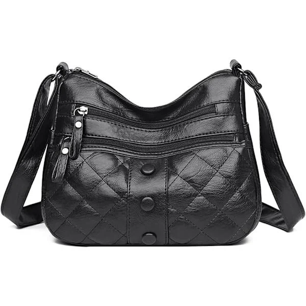 Crossbody skuldertaske til kvinder Multi Pocket Messenger Bag Blød PU læder Cross Body håndtaske til damer