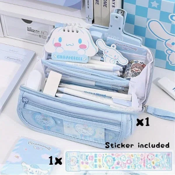 【NX】7-delars set med brevpapper 9-lagers pennfodral med stor kapacitet - söt design, förvaringsväska i canvas Kompatibel med elevers brevpapper