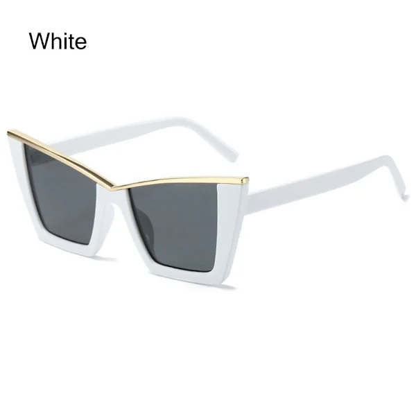 Kvinders Cat Eye solbriller Oversize skærme HVID
