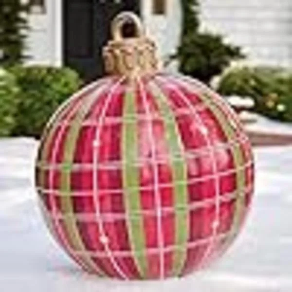Christmas Decorations, Christmas PVC Inflatable Decorative Balls (Red, Grey, and Green)