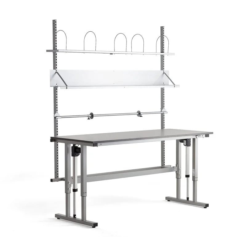 Packbord MOTION, höj-och sänkbart, 2000x800 mm, ljusgrå