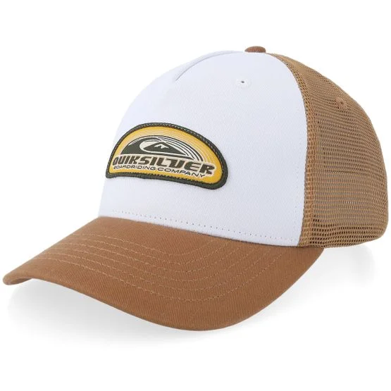 Quiksilver - Brun trucker Caps - Decades White/Tobacco Brown A-frame Trucker @ Hatstore