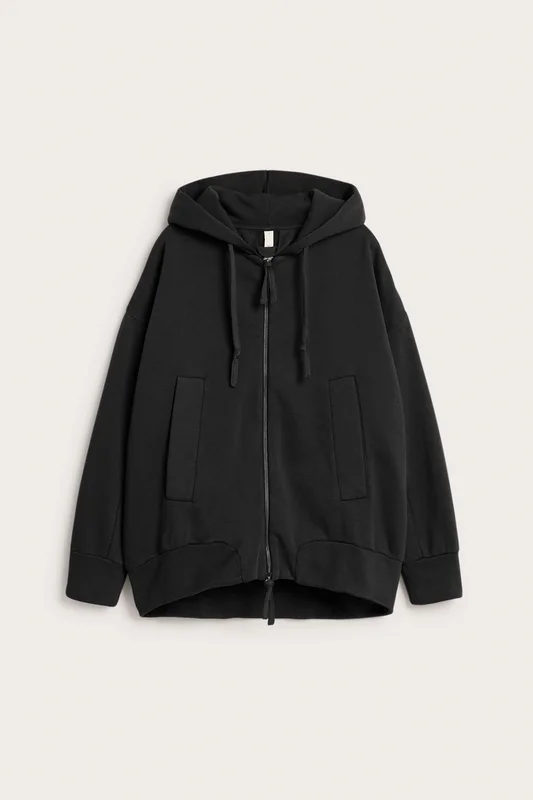 Kappahl | Hoodie med dragkedja Svart L | Dam