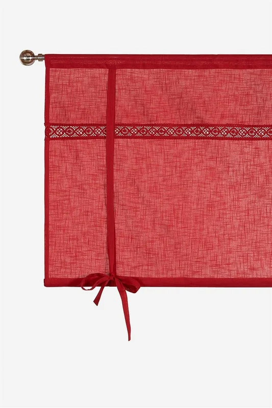 Cellbes of Sweden - Hissgardin med spets Monica - röd - - 80 x 120 cm